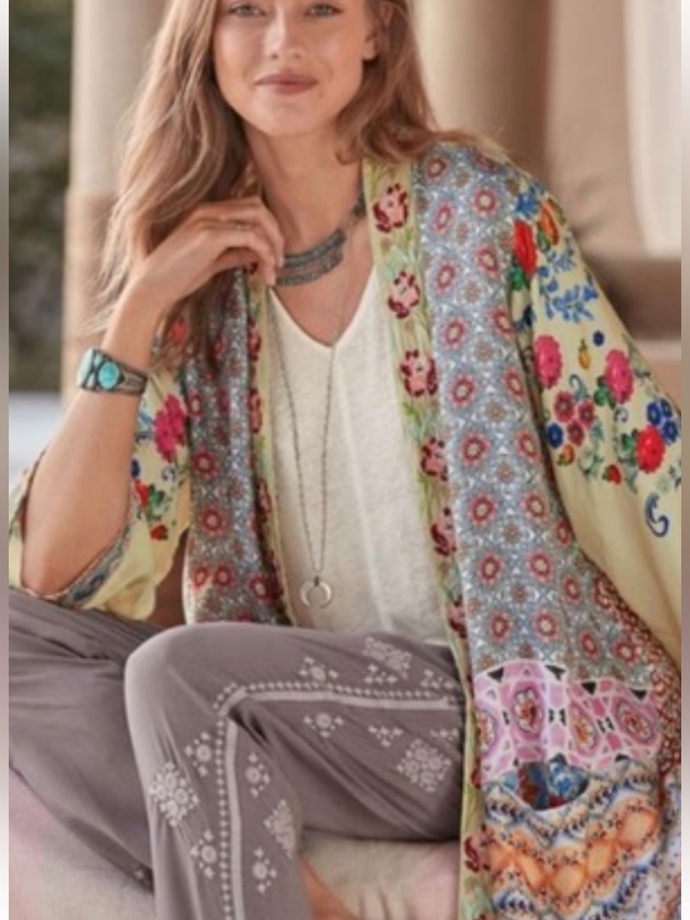 Johnny Was silk kimono. JW tag and tassel included